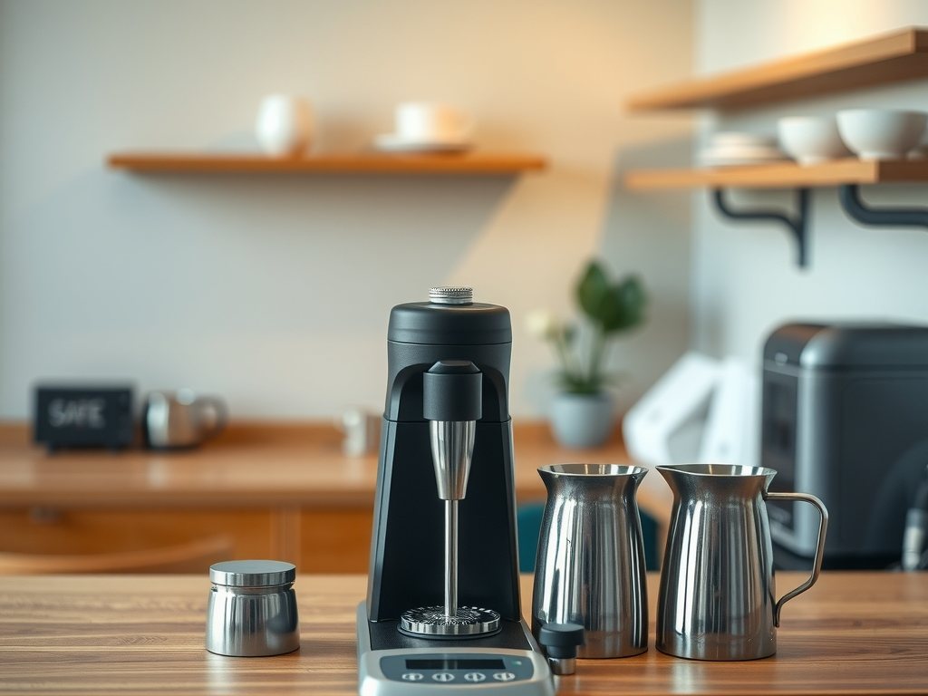 Zátiší s mlýnkem a příslušenstvím na kávu, bez lidí